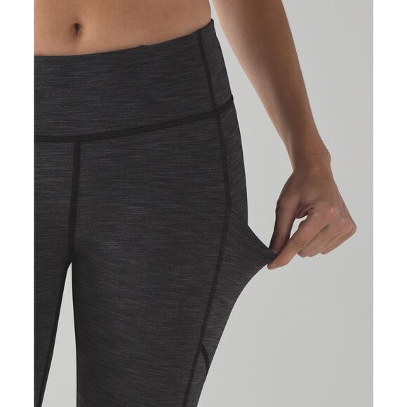 Lululemon Mid Rise Speed Tight V in Heathered Black Leggings Women's Size‎ 4 - Picture 2 of 10